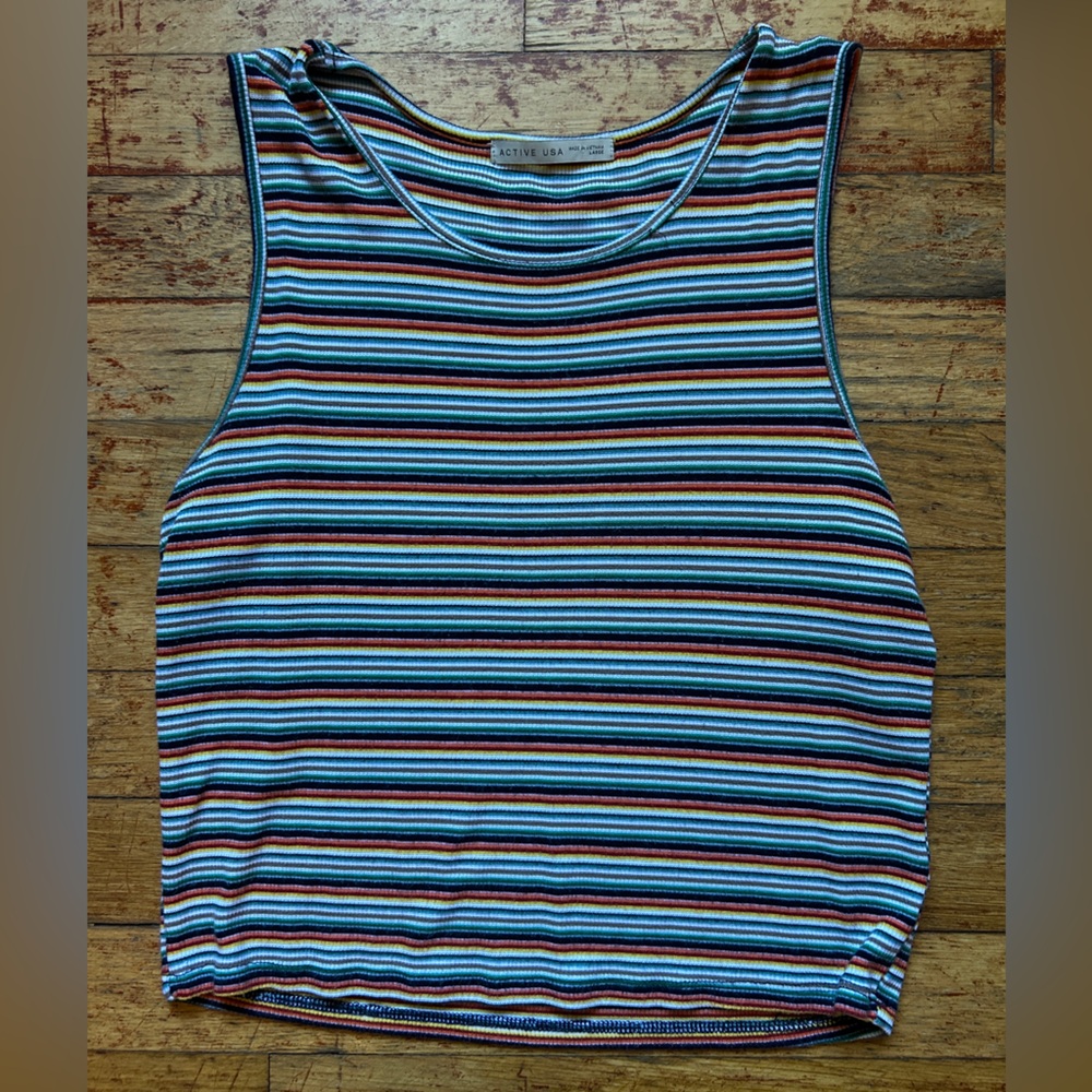 Active USA Multicolor Striped Tank Top
